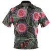 Australia Flowers Aboriginal Zip Polo Shirt - Aboriginal Style Australian Hakea Flower Zip Polo Shirt