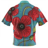 Australia Flowers Aboriginal Zip Polo Shirt - Aboriginal Dot Art Of Australian Poppy Flower Painting Zip Polo Shirt