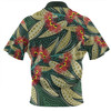Australia Flowers Aboriginal Zip Polo Shirt - Aboriginal Dot Art of Australian Native Eucalyptus Plant Zip Polo Shirt