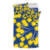 Australia Flowers Aboriginal Bedding Set - Yellow Wattle Flowers With Aboriginal Dot Art Bedding Set