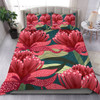 Australia Flowers Aboriginal Bedding Set - Australian Waratah Flowers Painting In Aboriginal Style Bedding Set