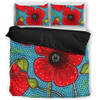 Australia Flowers Aboriginal Bedding Set - Aboriginal Dot Art Of Australian Poppy Flower Painting Bedding Set