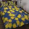 Australia Flowers Aboriginal Quilt Bed Set - Yellow Wattle Flowers With Aboriginal Dot Art Quilt Bed Set