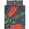 Australia Flowers Aboriginal Quilt Bed Set - Red Bottle Brush Tree Depicted In Aboriginal Style Quilt Bed Set