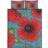 Australia Flowers Aboriginal Quilt Bed Set - Aboriginal Dot Art Of Australian Poppy Flower Painting Quilt Bed Set