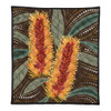 Australia Flowers Aboriginal Quilt - Aboriginal Dot Art With Yellow Banksia Flower Quilt