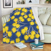 Australia Flowers Aboriginal Blanket - Yellow Wattle Flowers With Aboriginal Dot Art Blanket