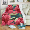 Australia Flowers Aboriginal Blanket - Australian Waratah Flowers Painting In Aboriginal Style Blanket