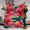 Australia Flowers Aboriginal Blanket - Australian Waratah Flowers Painting In Aboriginal Style Blanket