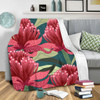 Australia Flowers Aboriginal Blanket - Australian Waratah Flowers Painting In Aboriginal Style Blanket