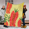 Australia Flowers Aboriginal Blanket - Aboriginal Painting Red Bottle Brush Tree Blanket