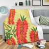 Australia Flowers Aboriginal Blanket - Aboriginal Painting Red Bottle Brush Tree Blanket