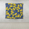 Australia Flowers Aboriginal Tapestry - Yellow Wattle Flowers With Aboriginal Dot Art Tapestry