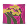 Australia Flowers Aboriginal Tapestry - Australian Yellow Wattle Flowers Painting In Aboriginal Dot Art Style Tapestry