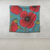 Australia Flowers Aboriginal Tapestry - Aboriginal Dot Art Of Australian Poppy Flower Painting Tapestry