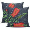 Australia Flowers Aboriginal Pillow Cases - Red Bottle Brush Tree Depicted In Aboriginal Style Pillow Cases