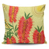Australia Flowers Aboriginal Pillow Cases - Aboriginal Painting Red Bottle Brush Tree Pillow Cases