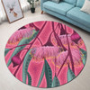 Australia Flowers Aboriginal Round Rug - Aboriginal Dot Art Of Australian Native Eucalyptus Tree Branch Round Rug