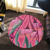 Australia Flowers Aboriginal Round Rug - Aboriginal Dot Art Of Australian Native Eucalyptus Tree Branch Round Rug