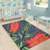 Australia Flowers Aboriginal Area Rug - Red Bottle Brush Tree Depicted In Aboriginal Style Area Rug