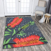 Australia Flowers Aboriginal Area Rug - Red Bottle Brush Tree Depicted In Aboriginal Style Area Rug