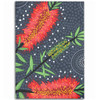 Australia Flowers Aboriginal Area Rug - Red Bottle Brush Tree Depicted In Aboriginal Style Area Rug