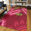 Australia Flowers Aboriginal Area Rug - Pink Bottle Brush Flora In Indigenous Painting Area Rug