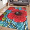 Australia Flowers Aboriginal Area Rug - Aboriginal Dot Art Of Australian Poppy Flower Painting Area Rug