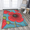 Australia Flowers Aboriginal Area Rug - Aboriginal Dot Art Of Australian Poppy Flower Painting Area Rug