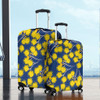 Australia Flowers Aboriginal Luggage Cover - Yellow Wattle Flowers With Aboriginal Dot Art Luggage Cover