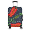 Australia Flowers Aboriginal Luggage Cover - Red Bottle Brush Tree Depicted In Aboriginal Style Luggage Cover