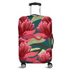 Australia Flowers Aboriginal Luggage Cover - Australian Waratah Flowers Painting In Aboriginal Style Luggage Cover