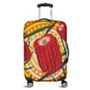 Australia Flowers Aboriginal Luggage Cover - Aboriginal Dot Painting With Red Banksia Flower Luggage Cover