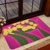 Australia Flowers Aboriginal Doormat - Australian Yellow Wattle Flowers Painting In Aboriginal Dot Art Style Doormat