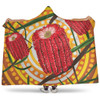 Australia Flowers Aboriginal Hooded Blanket - Aboriginal Dot Painting With Red Banksia Flower Hooded Blanket