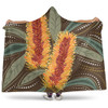 Australia Flowers Aboriginal Hooded Blanket - Aboriginal Dot Art With Yellow Banksia Flower Hooded Blanket