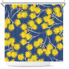 Australia Flowers Aboriginal Shower Curtain - Yellow Wattle Flowers With Aboriginal Dot Art Shower Curtain