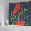 Australia Flowers Aboriginal Shower Curtain - Red Bottle Brush Tree Depicted In Aboriginal Style Shower Curtain