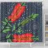 Australia Flowers Aboriginal Shower Curtain - Red Bottle Brush Tree Depicted In Aboriginal Style Shower Curtain