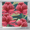 Australia Flowers Aboriginal Shower Curtain - Australian Waratah Flowers Painting In Aboriginal Style Shower Curtain