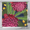 Australia Flowers Aboriginal Shower Curtain - Australian Waratah Flower Art Shower Curtain