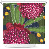 Australia Flowers Aboriginal Shower Curtain - Australian Waratah Flower Art Shower Curtain