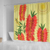 Australia Flowers Aboriginal Shower Curtain - Aboriginal Painting Red Bottle Brush Tree Shower Curtain