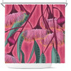 Australia Flowers Aboriginal Shower Curtain - Aboriginal Dot Art Of Australian Native Eucalyptus Tree Branch Shower Curtain
