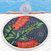 Australia Flowers Aboriginal Beach Blanket - Red Bottle Brush Tree Depicted In Aboriginal Style Beach Blanket