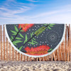 Australia Flowers Aboriginal Beach Blanket - Red Bottle Brush Tree Depicted In Aboriginal Style Beach Blanket