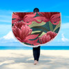 Australia Flowers Aboriginal Beach Blanket - Australian Waratah Flowers Painting In Aboriginal Style Beach Blanket