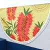 Australia Flowers Aboriginal Beach Blanket - Aboriginal Painting Red Bottle Brush Tree Beach Blanket