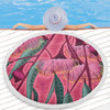 Australia Flowers Aboriginal Beach Blanket - Aboriginal Dot Art Of Australian Native Eucalyptus Tree Branch Beach Blanket