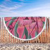 Australia Flowers Aboriginal Beach Blanket - Aboriginal Dot Art Of Australian Native Eucalyptus Tree Branch Beach Blanket